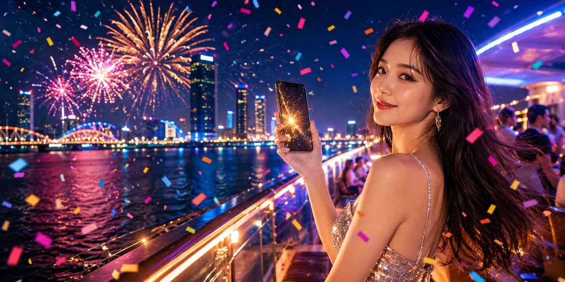 Người chơi sử dụng điện thoại trải nghiệm casino trong lễ hội tại Đà Nẵng